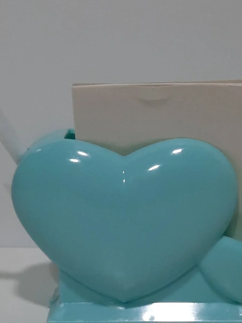 Vintage 1995 Heart Notes Aqua Blue Memo Holder Arrow Pen Paper Original Box